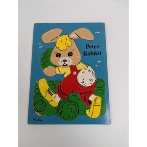 Vintage SIFO Wooden Puzzle Peter Rabbit 16 Pieces Blue